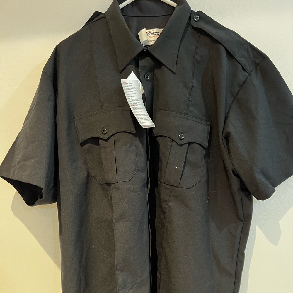 Elbeco Prestige Duty Uniform Shirt 8841 Short Sleeve Black Size 18 NWT